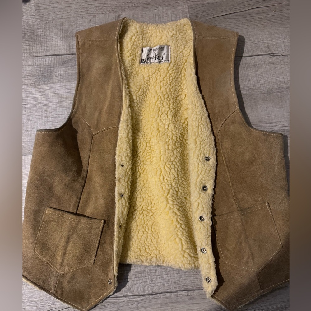Vintage cowhide western Sherpa vest